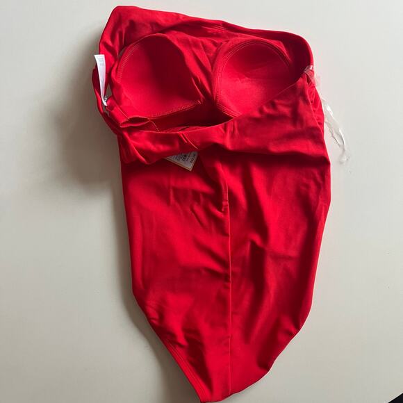 KONA SOL NWT One Piece Swimsuit, Medium, Red One Shoulder - Picture 8 of 9
